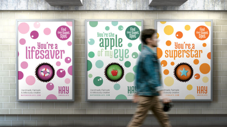 hay chocolate rebrand campiagn posters