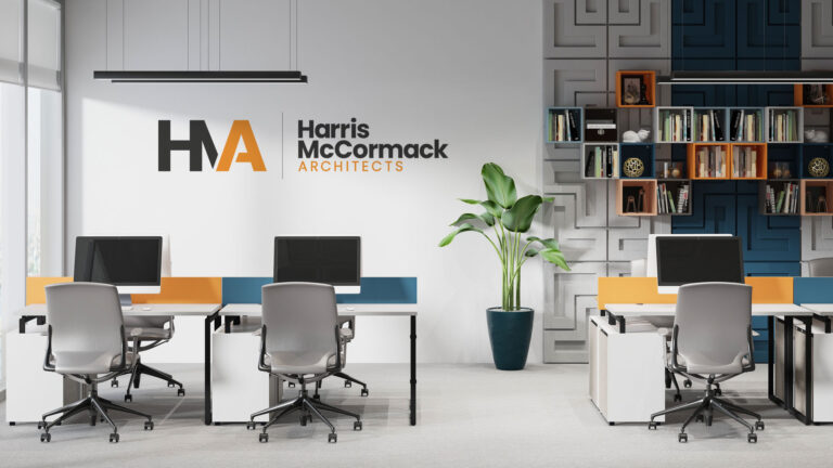 harris mccormack architects rebrand studio mockup
