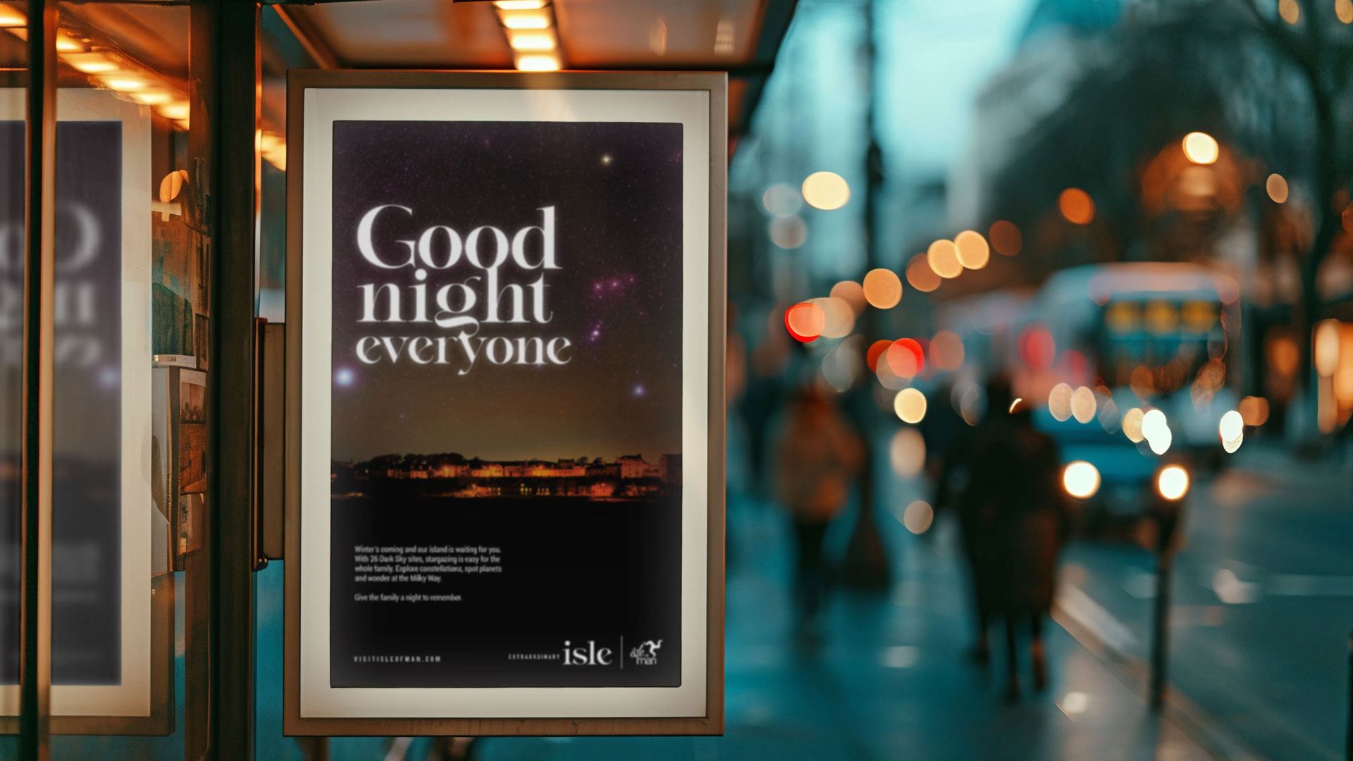 extraordinary isle ad in bus shelter