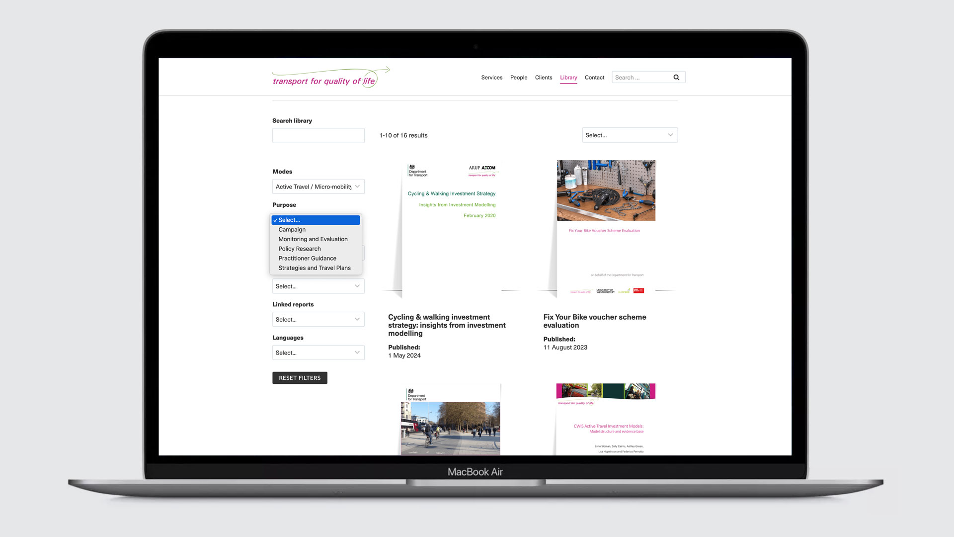 transport for quality of life website - document search