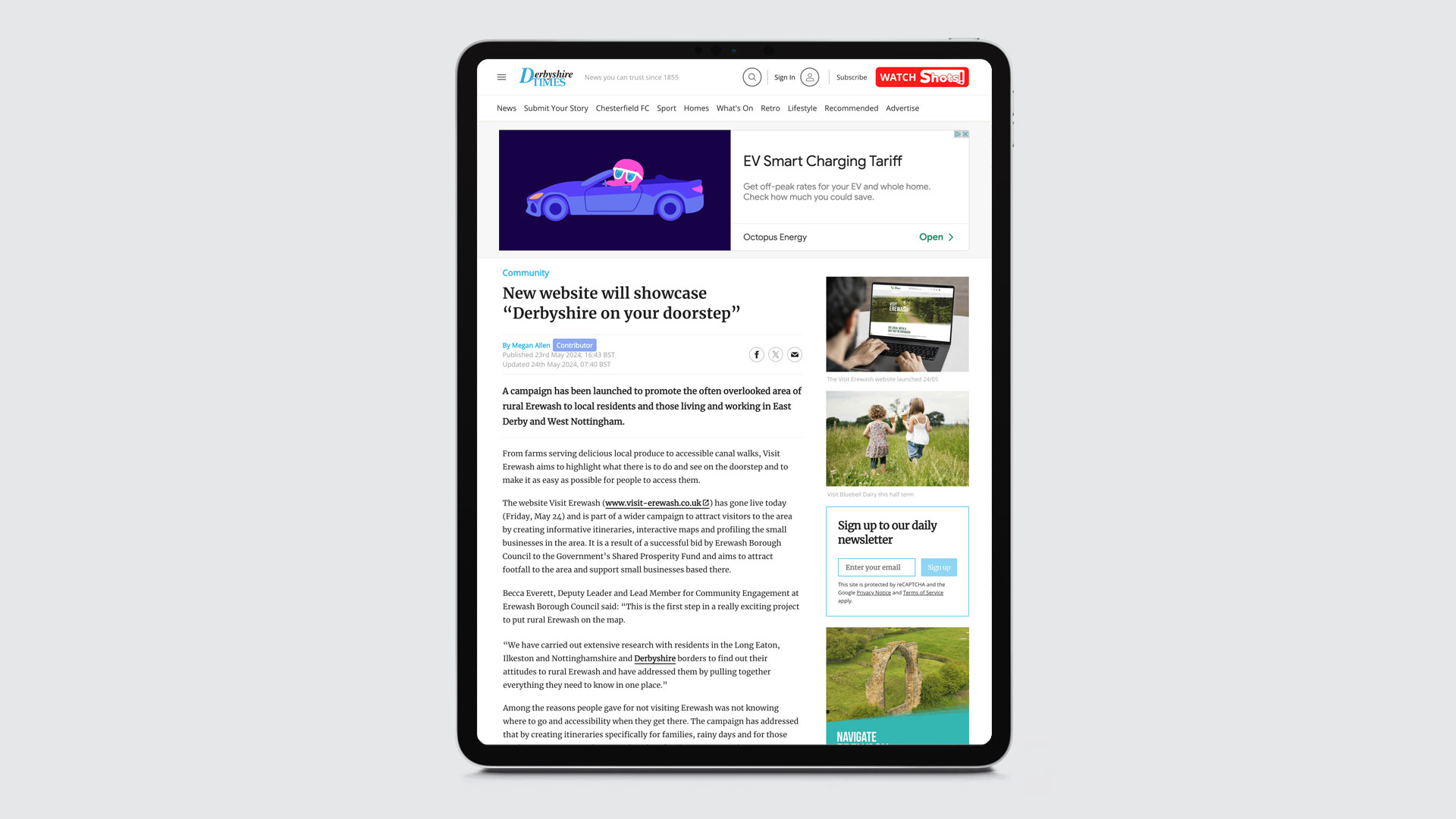 Visit Erewash press release on Derbyshire Times website